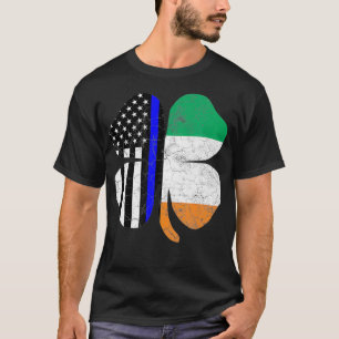 Camiseta Thin Blue Line Flag Irish American St Patricicks