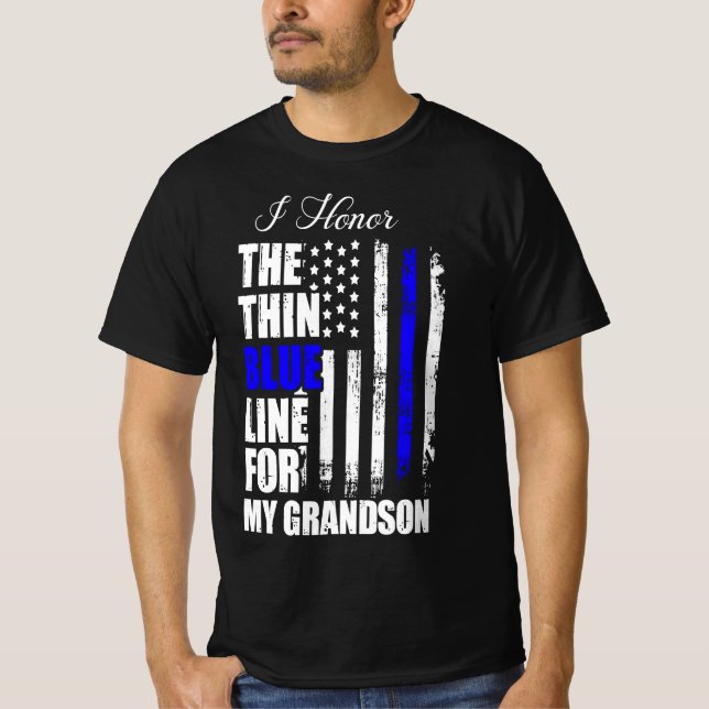 Camiseta Thin Blue Line Police Flag Back The Blue (Frente)