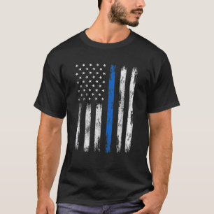 Camiseta Thin Blue Line Vintage USA Flag Patriots
