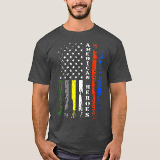 Camiseta Thin Line First Responder  Patriotic American