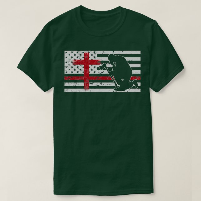 Camiseta Thin Red Flag American Flag Firefighter Ax Firema (Frente do Design)