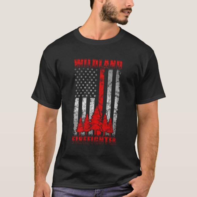 Camiseta Thin Red Flag Wildland Firefighter (Frente)