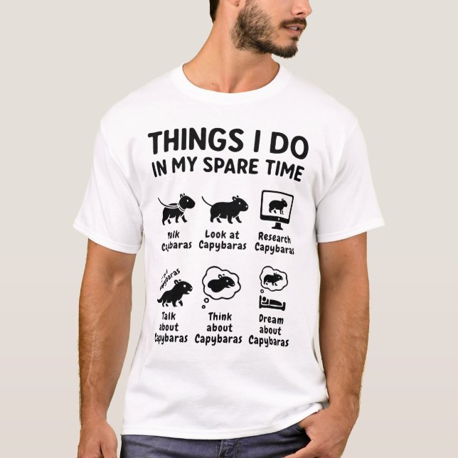 Camiseta Things I Do In My Spare Time Capybara Funny Pet (Frente)