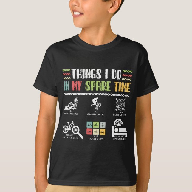 Camiseta Things I Do In My Spare Time - MTB Mountain Bike (Frente)