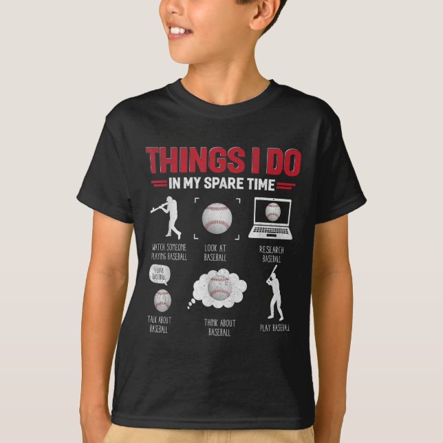 Camiseta Things I Do In My Spare Time Shirt Funny Baseball  (Frente)