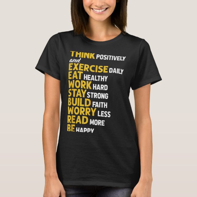 Camiseta Think Sitively Exercise Daily Gym Workout Motivati (Frente)