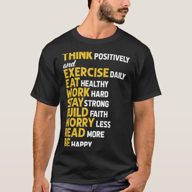 Camiseta Think Sitively Exercise Daily Gym Workout Motivati (Frente)