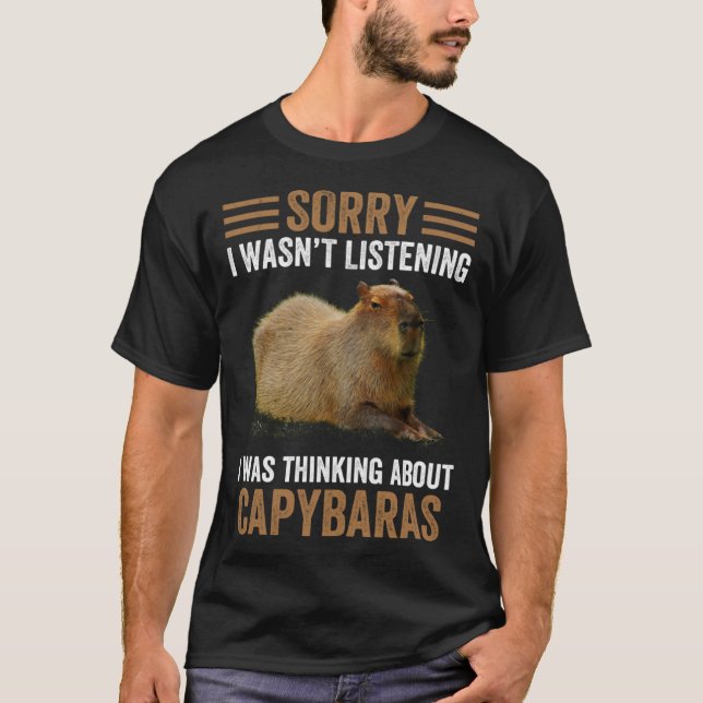 Camiseta Thinking About Capybaras  Capybara Gnawer  Humor (Frente)