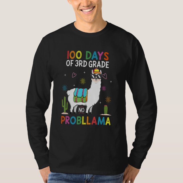 Camiseta Third 3rd Grade No Prob Llama Teacher 100th Day of (Frente)