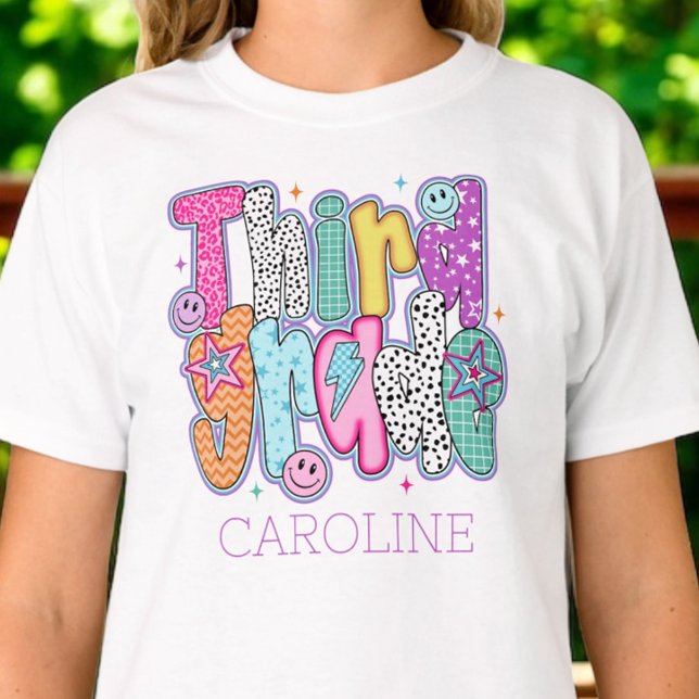 Camiseta Third Grade First Day of School Coquette Custom (Criador carregado)