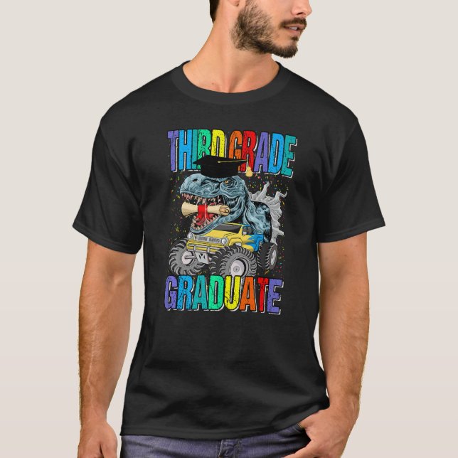 Camiseta Third Grade Graduate Monster Truck Dinosaur Gradua (Frente)
