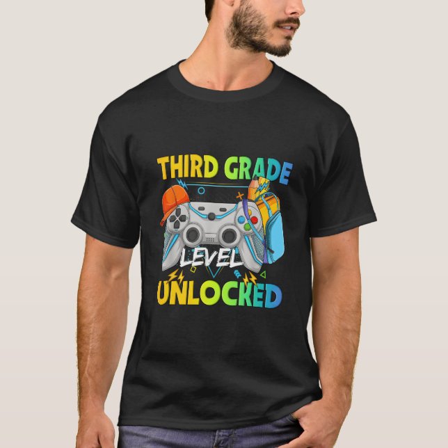 Camiseta Third Grade Level Unlocked Gamer Back To School (Frente)