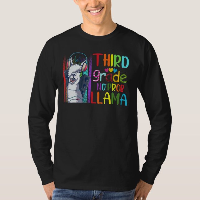 Camiseta Third Grade Teacher Back To School No Prob Llama G (Frente)