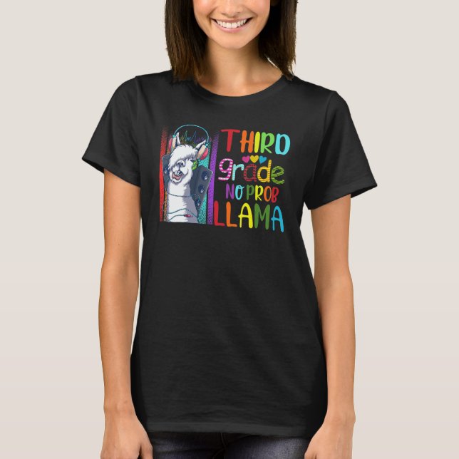 Camiseta Third Grade Teacher Back To School No Prob Llama G (Frente)