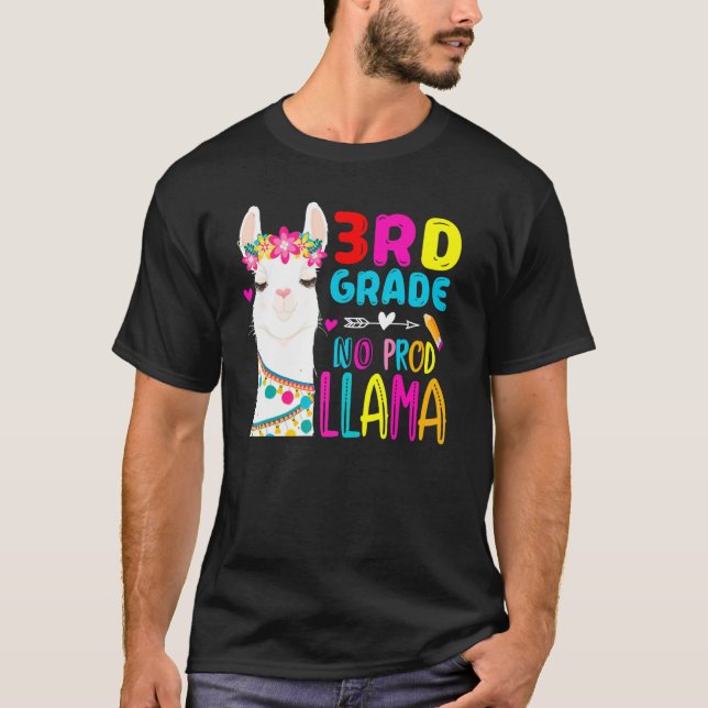 Camiseta Third Team 3rd Grade Teacher Rainbow No Prob Llama (Frente)