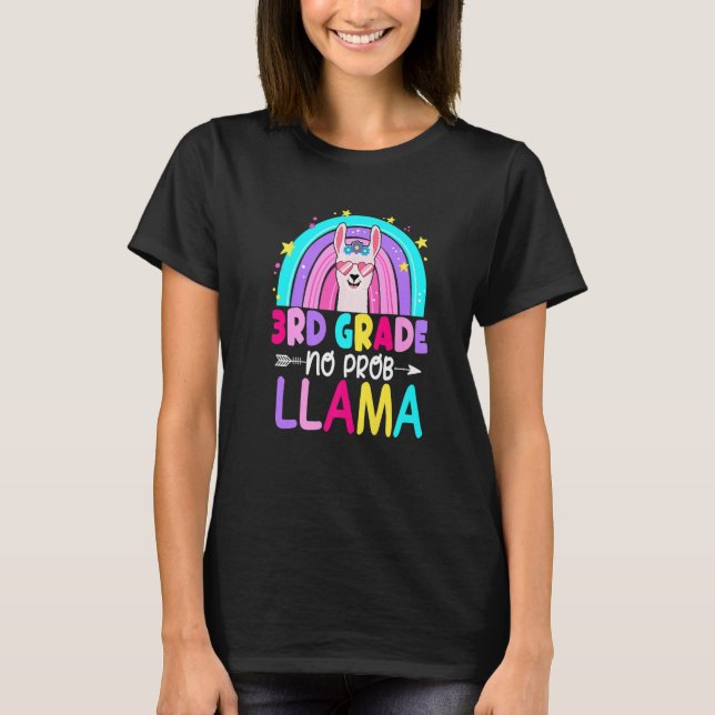 Camiseta Third Team 3rd Grade Teacher Rainbow No Prob Llama (Frente)