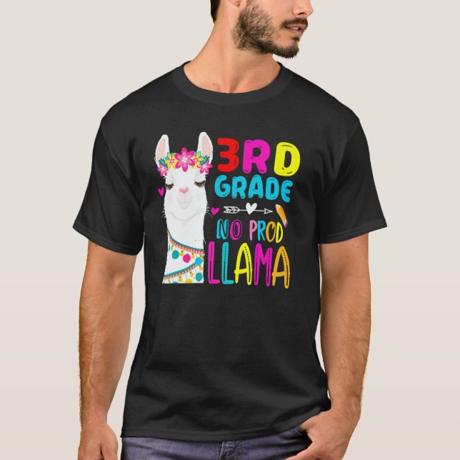 Camiseta Third Team 3rd Grade Teacher Rainbow No Prob Llama (Frente)