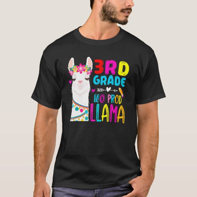 Camiseta Third Team 3rd Grade Teacher Rainbow No Prob Llama (Frente)