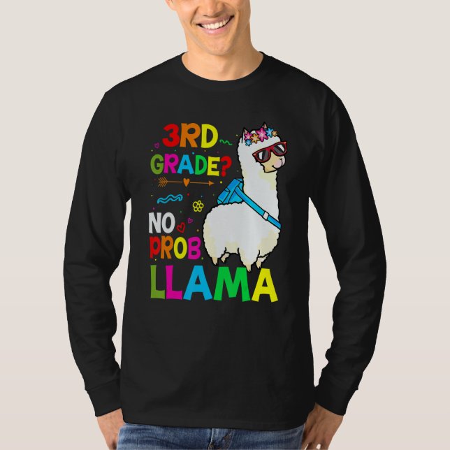 Camiseta Third Team 3rd Grade Teacher Rainbow No Prob Llama (Frente)