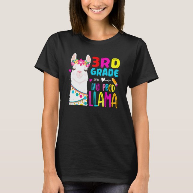 Camiseta Third Team 3rd Grade Teacher Rainbow No Prob Llama (Frente)
