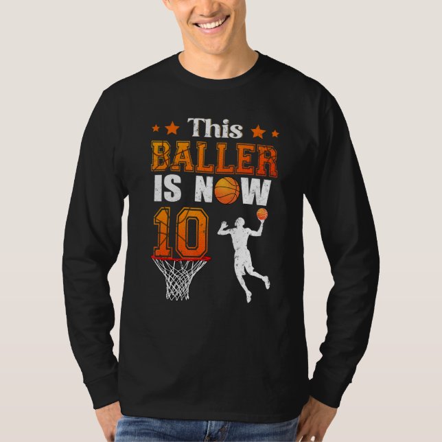 Camiseta This Baller Is Now 10 Birthday Basketball Theme Bd (Frente)