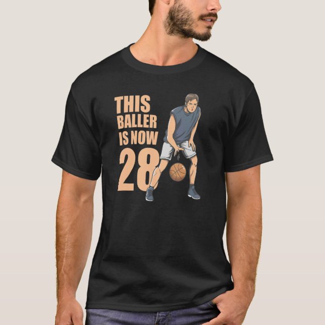 Camiseta This Baller Is Now 28 Cute 28th Basketball For Boy (Frente)