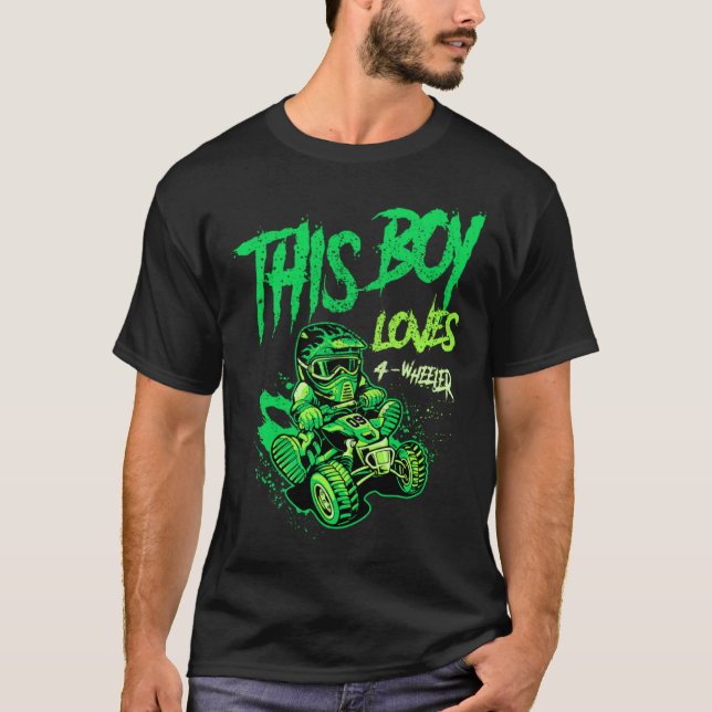 Camiseta This Boy Loves 4 Wheeler ATV Quad Biker Grunge Sty (Frente)