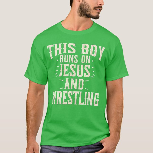 Camiseta This Boy On Jesus Wrestling Faith Sports Boys boy (Frente)