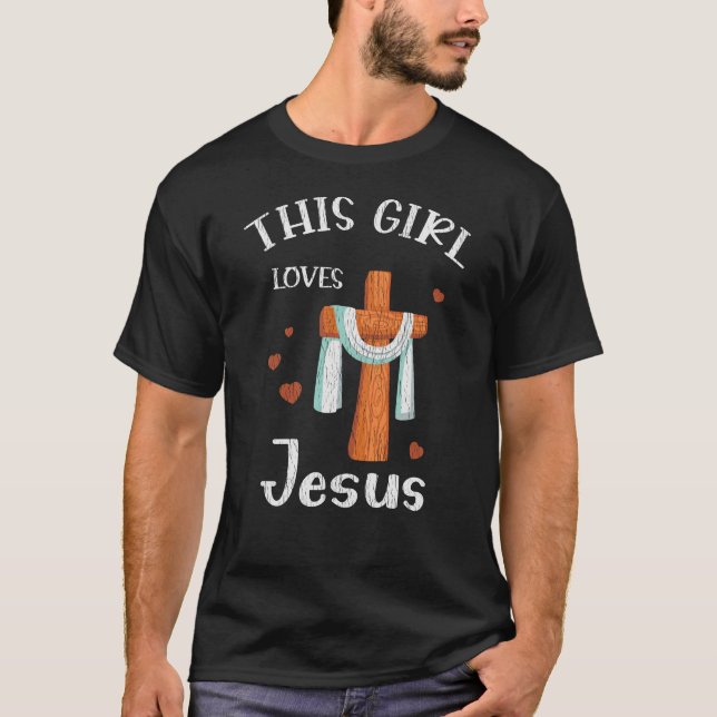 Camiseta This Girl Love Jesus Teens Kids Women Christian (Frente)