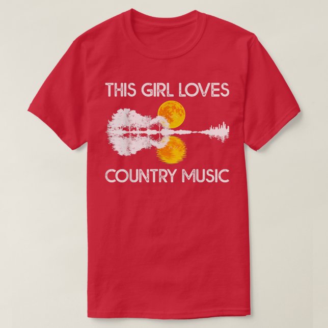 Camiseta This Girl Loves Country Music Tshirt Guitar Lake S (Frente do Design)