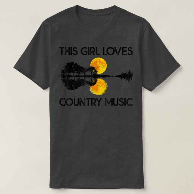 Camiseta This Girl Loves Country Music Tshirt Guitar Lake S (Frente do Design)