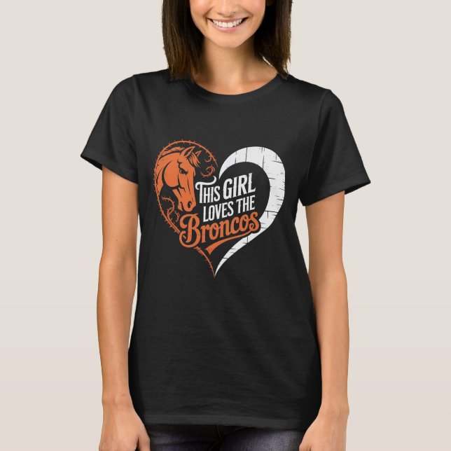 Camiseta This Girl Loves Rodeo Bucking Bronc Riding Heart W (Frente)