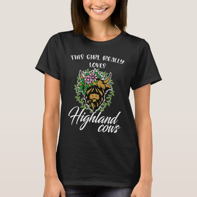 Camiseta this girl really loves highland cows highland catt (Frente)