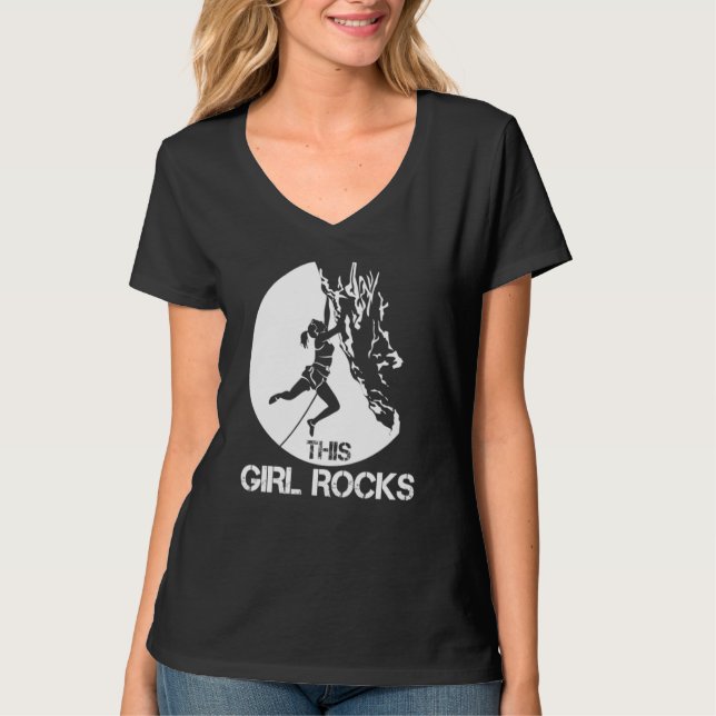 Camiseta This Girl Rocks Rock Climbing Boulder Carabiner Cl (Frente)