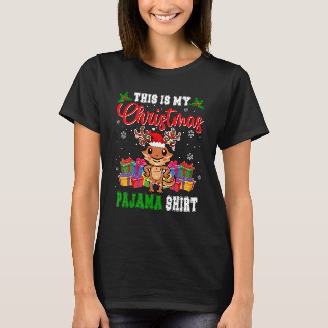 Camiseta This Is Christmas Pajama Santa Reindeer Bearded Dr (Frente)