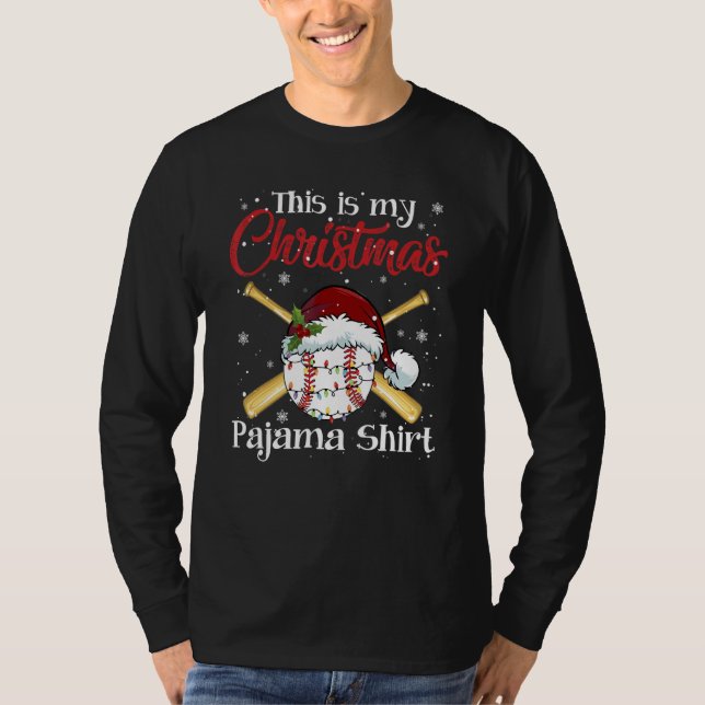 Camiseta This Is My Christmas Baseball Pajama  For Boys Men (Frente)