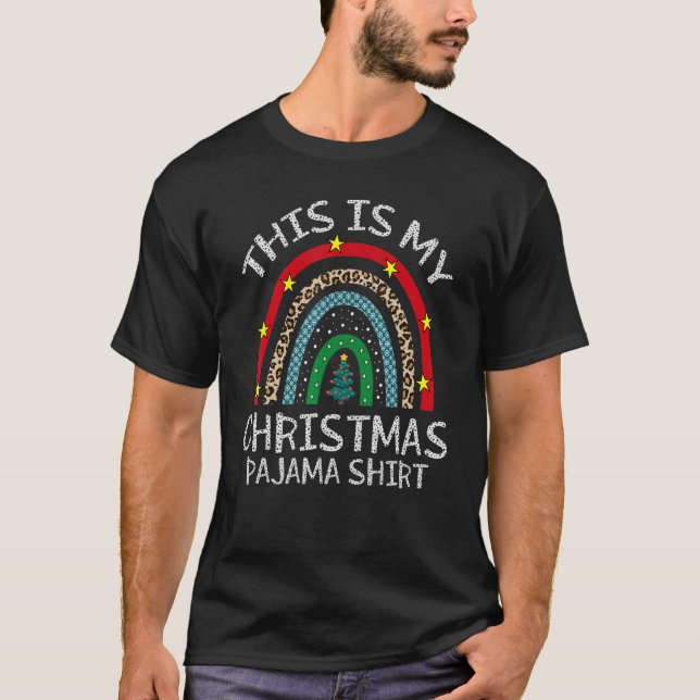 Camiseta This Is My Christmas  Leopard Ugly Xmas Rainbow Wo (Frente)