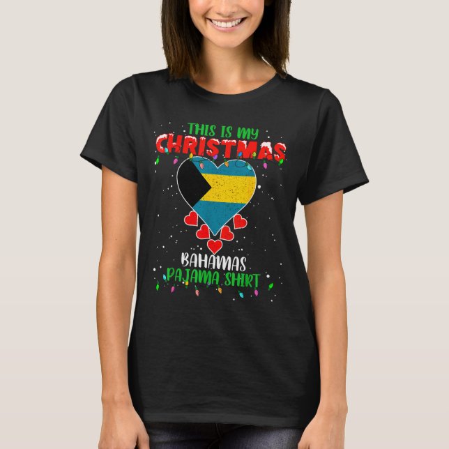 Camiseta This Is My Christmas Lights Love Bahamas Flag Paja (Frente)