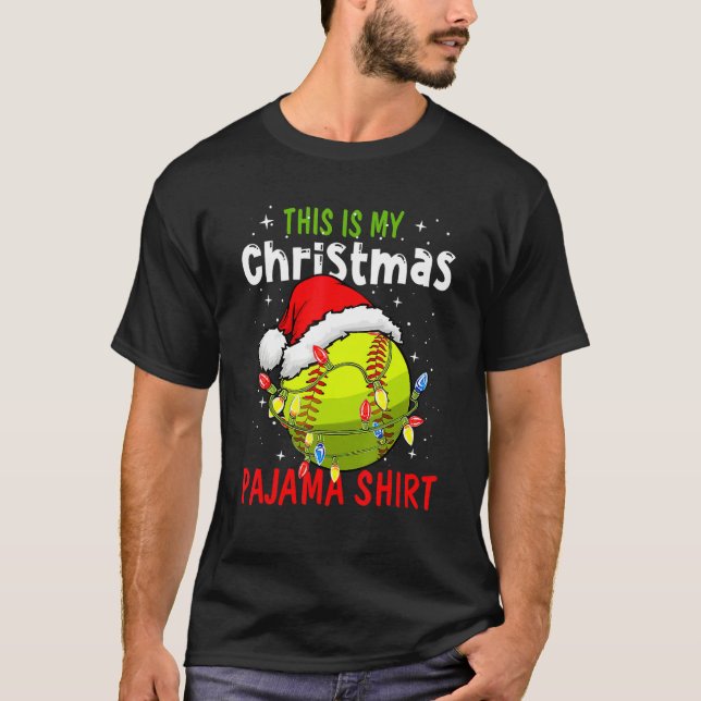 Camiseta This Is My Christmas Pajama Baseball Softball     (Frente)