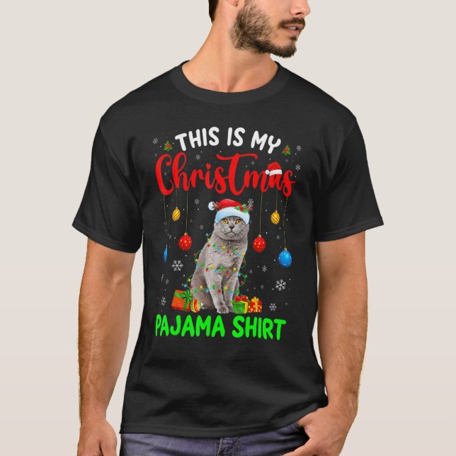 Camiseta This Is My Christmas Pajama British Shorthair Cat  (Frente)