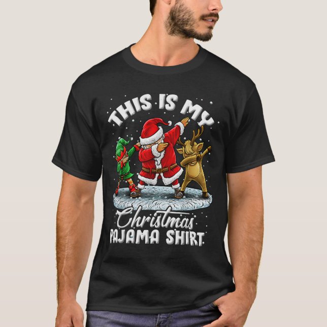 Camiseta This Is My Christmas Pajama Dabbing Santa Elf Paja (Frente)