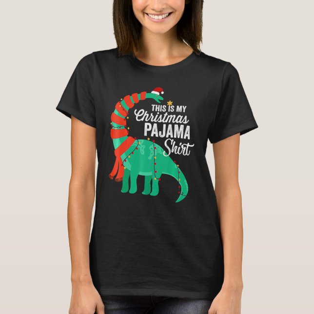 Camiseta This Is My Christmas Pajama Dinosaur Brontosaurus  (Frente)
