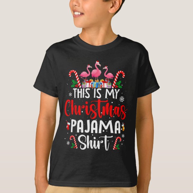 Camiseta This Is My Christmas Pajama Flamingos Holiday Fun  (Frente)