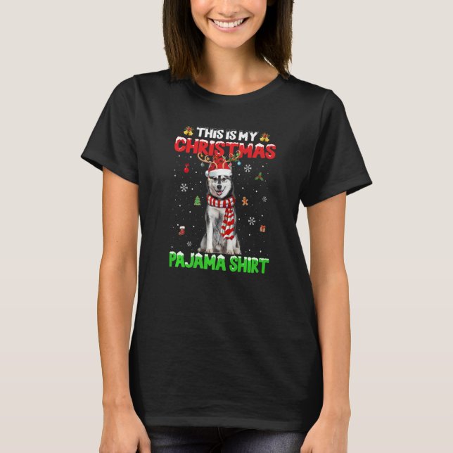Camiseta This Is My Christmas Pajama Lights Siberian Husky  (Frente)