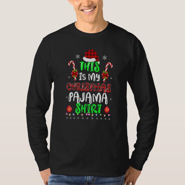 Camiseta This Is My Christmas Pajama  Red Plaid  Santa Hat (Frente)