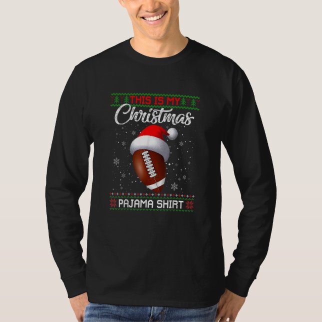 Camiseta This Is My Christmas Pajama Rugby Santa Ugly Xmas  (Frente)