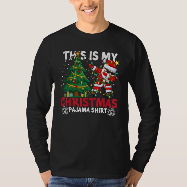 Camiseta This Is My Christmas Pajama Santa Hat Xmas PJ cost (Frente)