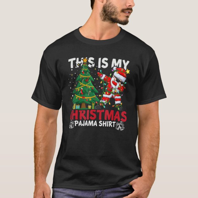 Camiseta This Is My Christmas Pajama Santa Hat Xmas PJ cost (Frente)