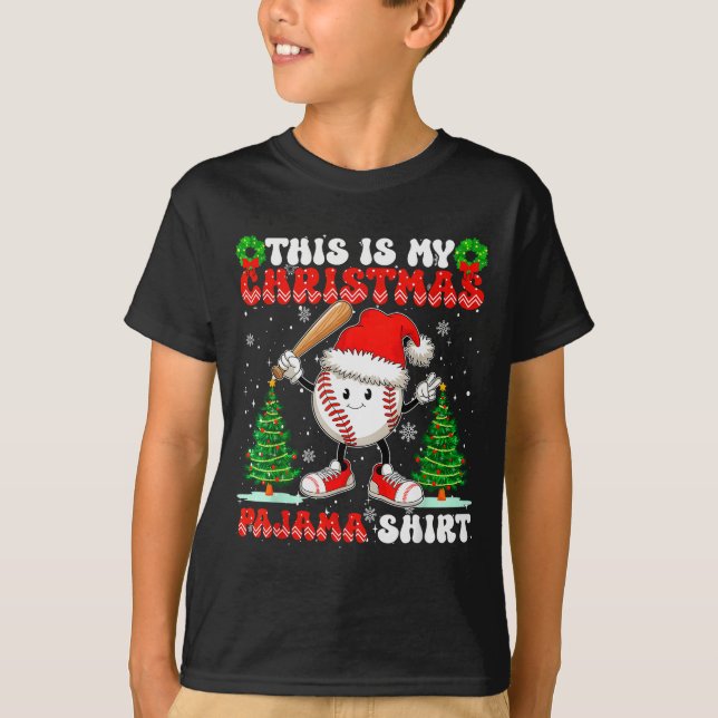 Camiseta This Is My Christmas Pajama Shirt Baseball Boys Me (Frente)