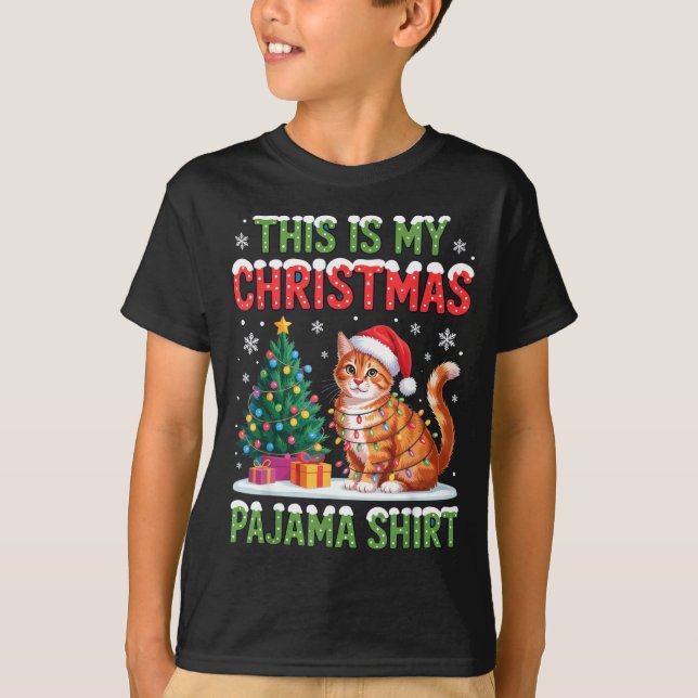 Camiseta This Is My Christmas Pajama Shirt Cat Lovers Holid (Frente)